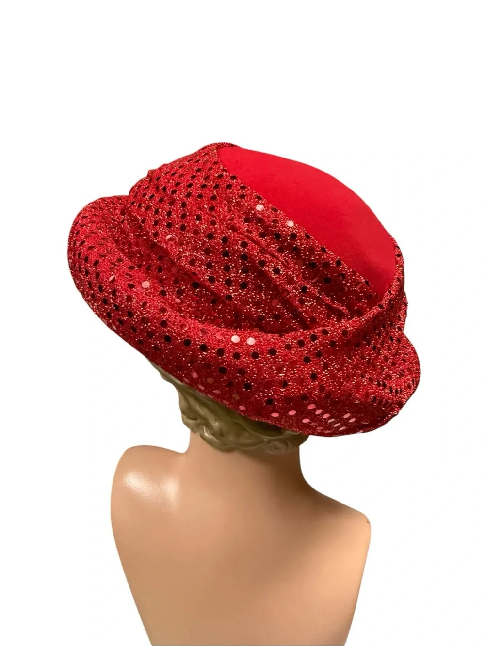 Vintage Red Sequin Women's Hat - Elegant Sparkle